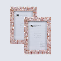 Picture Frame Mother of Pearl Collection  Pack of 2 Pink - 3 Sizes