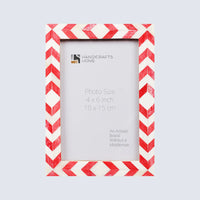 Picture Frame Mosaic Chevron Collection Resin Inlay Red White 3 Sizes