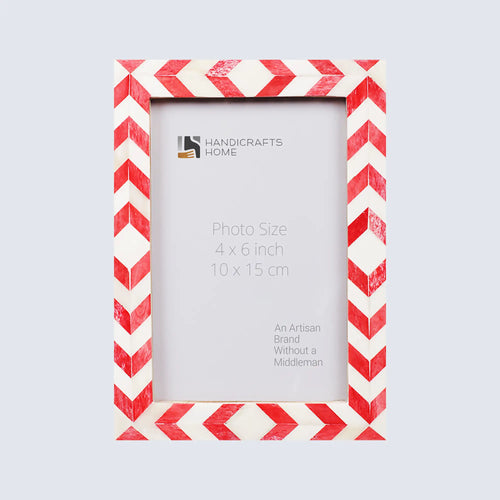 Picture Frame Mosaic Chevron Collection Resin Inlay Red White 3 Sizes