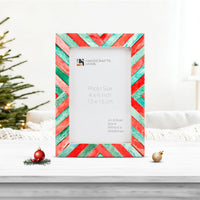 Picture Frames Chevron Art Inspired Collection Bone Inlay - Red, Green- 4x6, 5x7 & 8x10