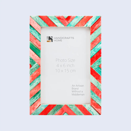 Picture Frames Chevron Art Inspired Collection Bone Inlay - Red, Green- 4x6, 5x7 & 8x10