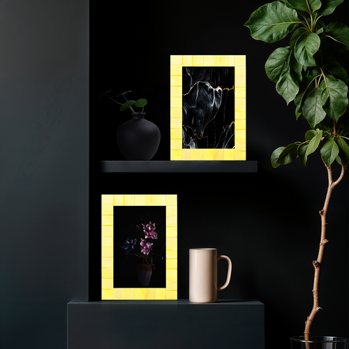 Picture Frame Classic Pattern Collection Bone Inlay Yellow Pack of 2 – 3 sizes