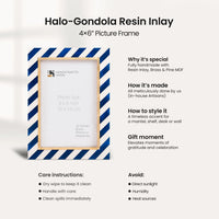 Halo Gondola Blue White Resin & Brass Inlay Picture Frames