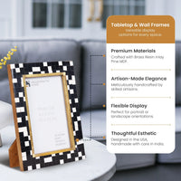 Picture Frames Halo Mosaic Collection Resin Inlay With Brass Accents, Black- 4x6
