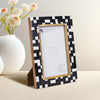 Picture Frames Halo Mosaic Collection Resin Inlay With Brass Accents, Black- 4x6
