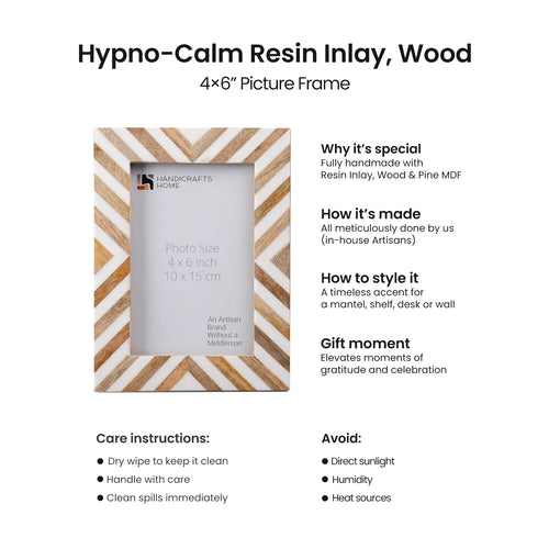 Picture Frame Hypno Calm Collection Bone Inlay Resin Brown White -4x6 5x7 8x10"