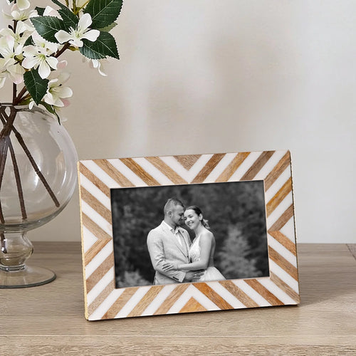 Picture Frame Hypno Calm Collection Bone Inlay Resin Brown White -4x6 5x7 8x10"