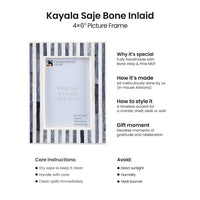Picture Frames Kayala Saje Collection Bone Inlay, Grey-White, 4x6, 5x7 & 8x10