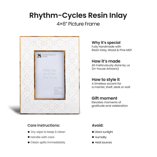 Rhythm Cycles Picture Frame White Resin Inlay 4x6 5x7 8x10