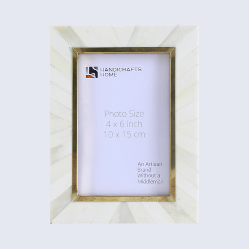Picture Frames West Coast Monica Collection Bone Inlay Brass Brown White 4x6 5x7"