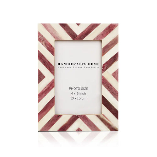 Picture Frame Stylish Chevron Pattern Bone Inlay Purple – 4x4 , 4x6