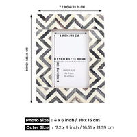 Picture Frame Zigzag Herringbone Collection Bone Inlay Grey – 4x6"
