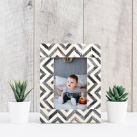 Picture Frame Zigzag Herringbone Collection Bone Inlay Grey – 4x6"