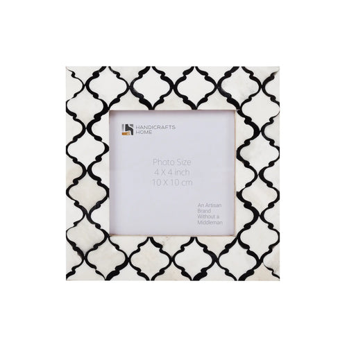Picture Frame Moroccan Pattern Collection Bone & Resin Inlay Black White - 3 Sizes