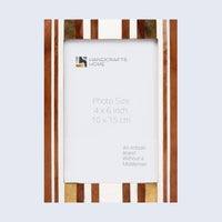 Wood Brass Resin Inlay Striped Picture Frame 4x6 5x7 8x10