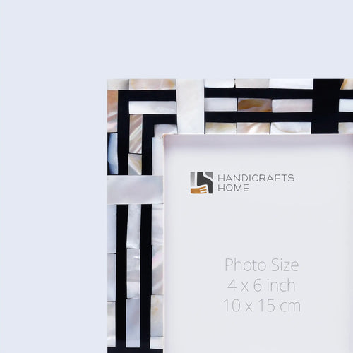 Picture Frames Pearlescent Motif Pattern Collection Mother of Pearl Resin Inlay Black 3 Sizes