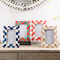 Picture Frame Scalloped Art Collection Bone Inlay Brown White 3 Sizes