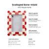 Picture Frame Scalloped Art Collection Bone Inlay Red White 3 Sizes