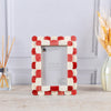 Picture Frame Scalloped Art Collection Bone Inlay Red White 3 Sizes
