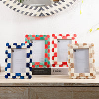 Picture Frame Scalloped Art Collection Bone Inlay Red White 3 Sizes