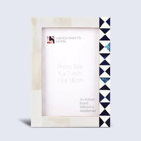 Picture Frame Indigo Mosaic Collection Bone Inlay White & Blue – 4x6 & 5x7"