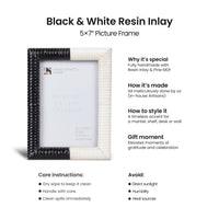 Black White Resin Hand Carved Ridge Picture Frame 4x6 5x7