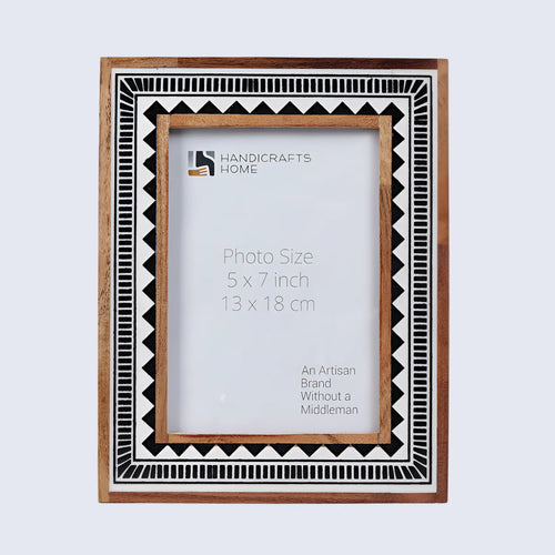 Picture Frame Geometric Collection Wood & Resin Inlay Black & White – 4x6 & 5x7"