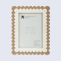 Picture Frame Petal Scallop Collection Bone Inlay White & Brown – 4x6 & 5x7"
