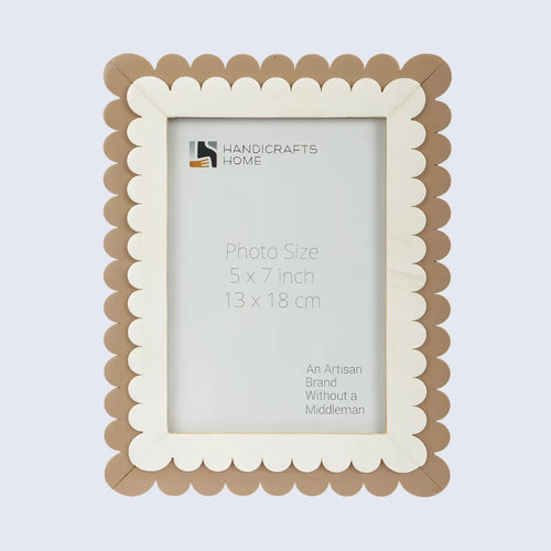 Picture Frame Petal Scallop Collection Bone Inlay White & Brown – 4x6 & 5x7"