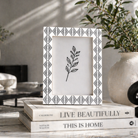 Black White Resin Inlay Diamond Arts Picture Frame 4x6 5x7