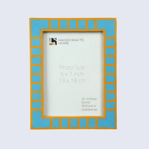 Picture Frame Classic Block Stripe Collection Resin Inlay, Turquoise – 4x6 & 5x7
