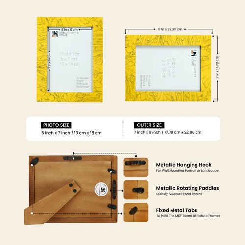 Picture Frames Handmade Yellow Collection Resin Inlay Yellow 5x7"