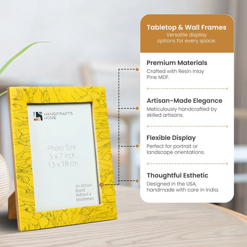Picture Frames Handmade Yellow Collection Resin Inlay Yellow 5x7"