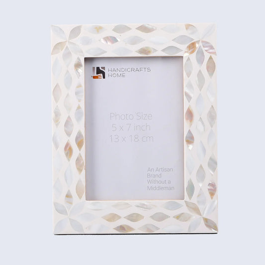 Picture Frames Avant Floral Collection Mother of Pearl Resin Inlay White 5x7"