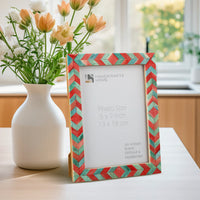 Picture Frame Mosaic Chevron Collection Resin Inlay Green Red 3 Sizes