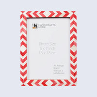 Picture Frame Mosaic Chevron Collection Resin Inlay Red White 3 Sizes