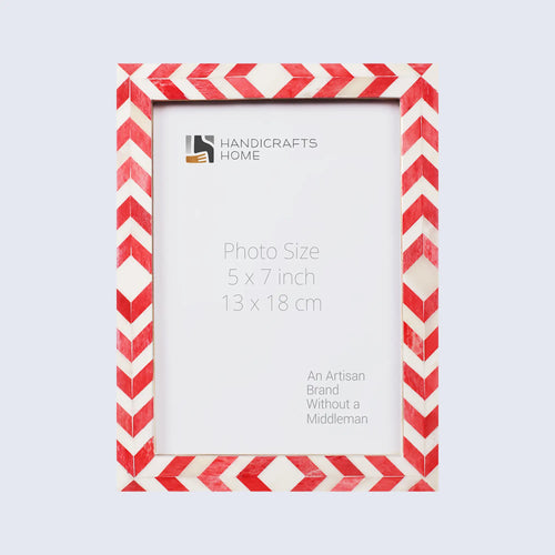 Picture Frame Mosaic Chevron Collection Resin Inlay Red White 3 Sizes