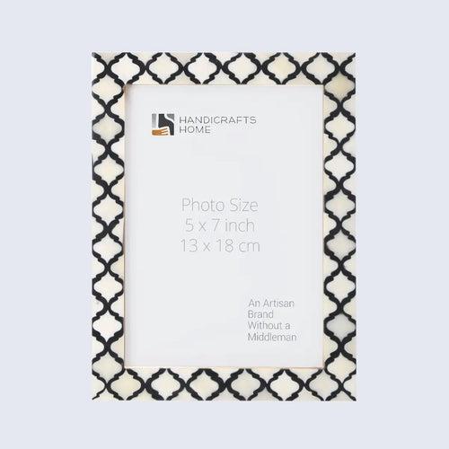 Picture Frame Moroccan Pattern Collection Bone & Resin Inlay Black White - 3 Sizes