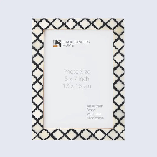 Picture Frame Moroccan Pattern Collection Bone & Resin Inlay Black White - 3 Sizes
