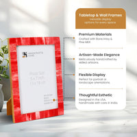Picture Frame Classic Pattern Collection Bone Inlay Red, Pack of 2, 3 sizes