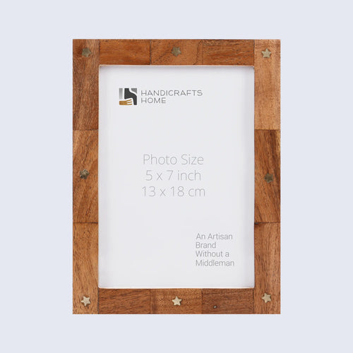 Picture Frame Star Wood Collection Brass & Wood Brown - 3 Sizes