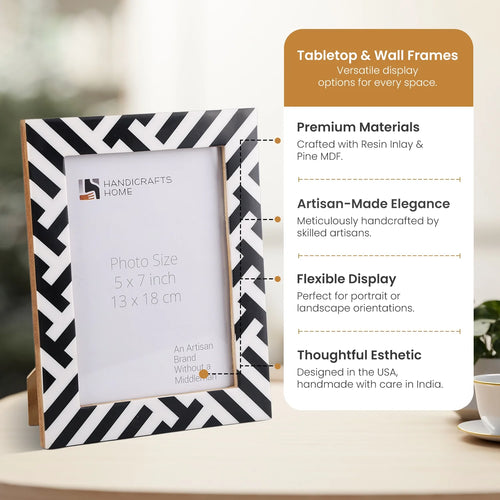 Picture Frame Avant Coco Collection Resin Inlay Black & White – 4x6, 5x7 & 8x10"