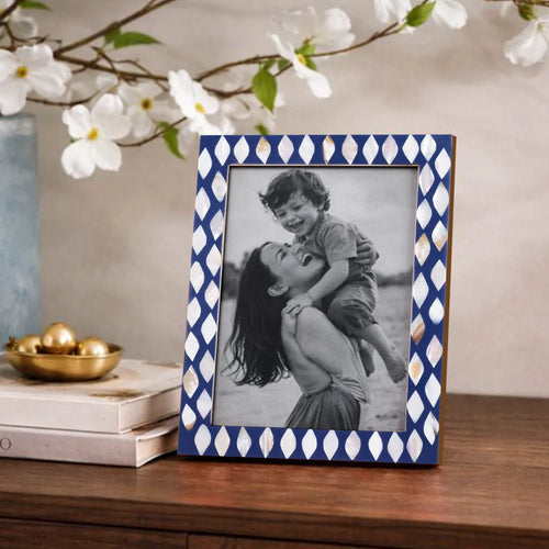 Picture Frame Avant Drops Collection Mother of Pearl & Resin Inlay Blue & White – 4x6, 5x7 & 8x10"