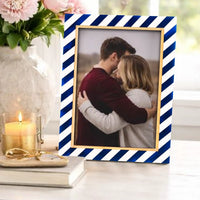 Halo Gondola Blue White Resin & Brass Inlay Picture Frames
