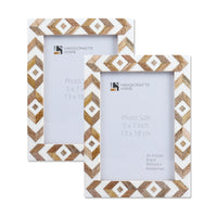 Picture Frame Marquet Array Collection Wood Resin Inlay Brown white Pack of 2  in 8 Sizes