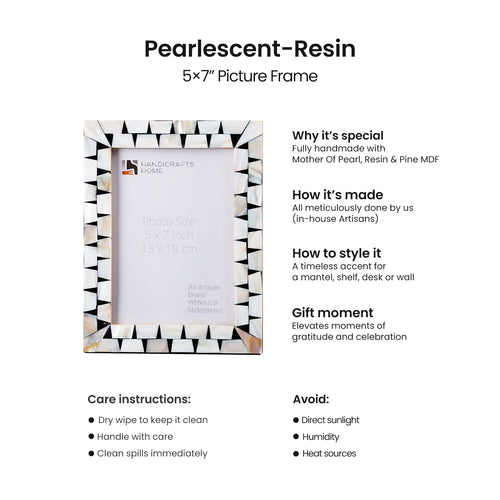 Picture Frames Pearlescent Flash Collection Mother of Pearl Resin White 3 Sizes