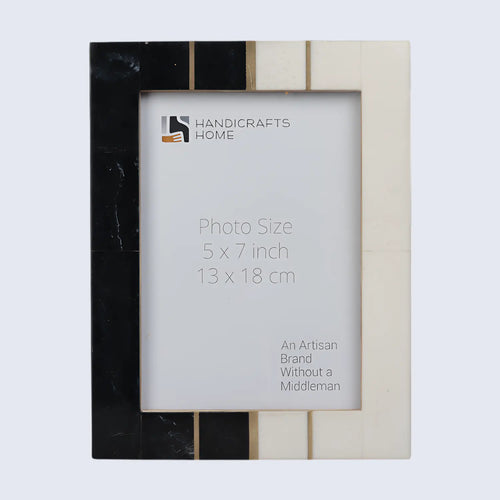 Black White Resin Brass Inlay Picture Frame Tabletop 4x6 5x7
