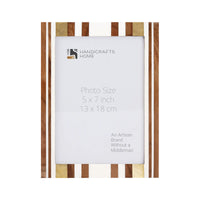 Wood Brass Resin Inlay Striped Picture Frame 4x6 5x7 8x10