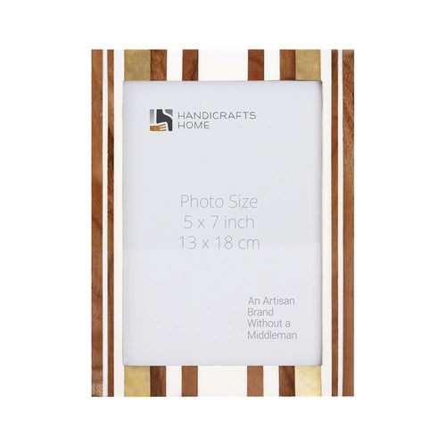 Wood Brass Resin Inlay Striped Picture Frame 4x6 5x7 8x10