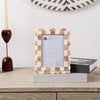 Picture Frame Scalloped Art Collection Bone Inlay Brown White 3 Sizes